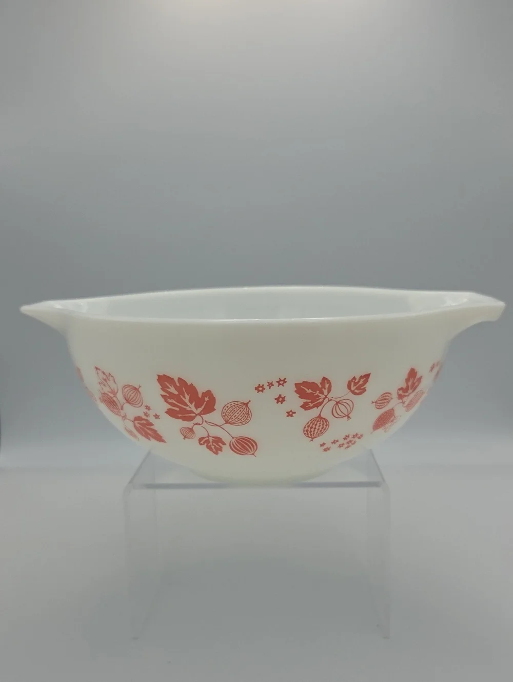 Pyrex White Mixing Bowl with Orange Floral Pattern